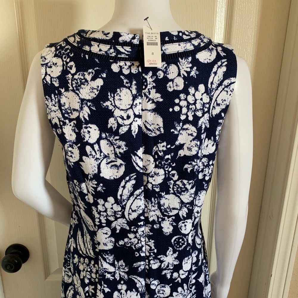Talbots White Fruit Print Woven Lined Sheath Dress - Picture 8 of 14